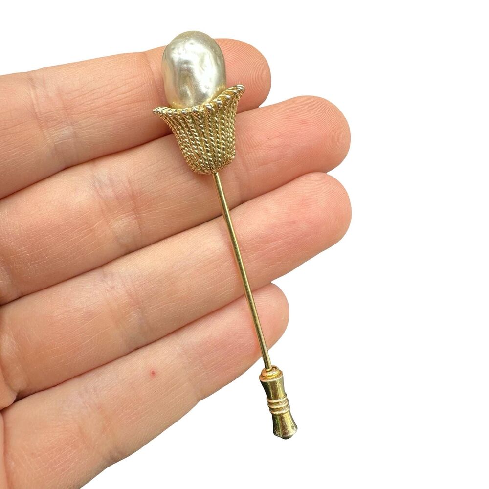Vintage Jewelry Faux Pearl Stick Pin